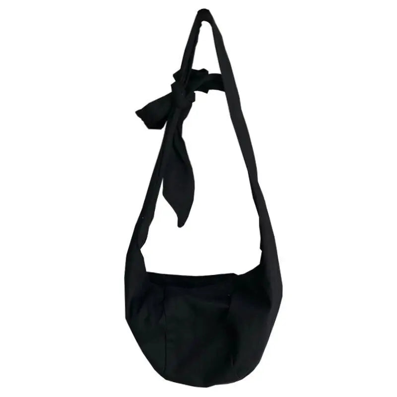 Women Canvas Hobos Tie Cross-body Shoulder Bag Solid Large Capacity