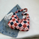 Canvas Shoulder Bag Women Tie Cross-body Shopping Handbag