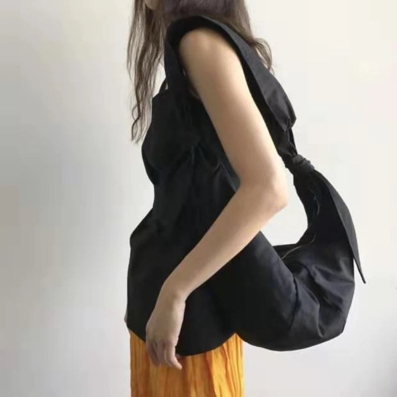 Canvas Shoulder Bag Women Large Capacity Solid Handbag