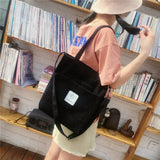 Canvas Shoulder Bag Women Preppy Style Large Capacity Bookbag