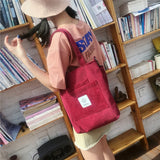 Canvas Shoulder Bag Women Preppy Style Large Capacity Bookbag