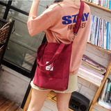 Canvas Shoulder Bag Women Preppy Style Large Capacity Bookbag