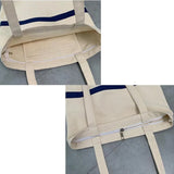 Canvas Striped Shoulder Bag Women Large Capacity Handbag