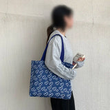 Canvas Shoulder Bag Women Large Capacity Printed All-match Zipper Style