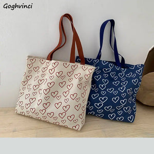 Canvas Shoulder Bag Women Large Capacity Printed All-match Zipper Style