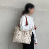 Canvas Shoulder Bag Women Large Capacity Printed All-match Zipper Style