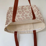 Canvas Shoulder Bag Women Large Capacity Printed All-match Zipper Style