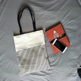 Canvas Striped Shoulder Bag Large Capacity Casual Handbag Zipper Ulzzang
