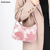 Shoulder Bags Women Canvas Tie-dye Vintage Underarm Bag All-match