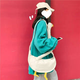 Duck Pattern Canvas Shoulder Bag Large Capacity Crossbody Handbag
