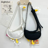 Duck Pattern Canvas Shoulder Bag Large Capacity Crossbody Handbag