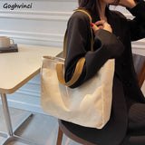 Shoulder Bags Women Casual Large Capacity Patchwork Canvas Ladies