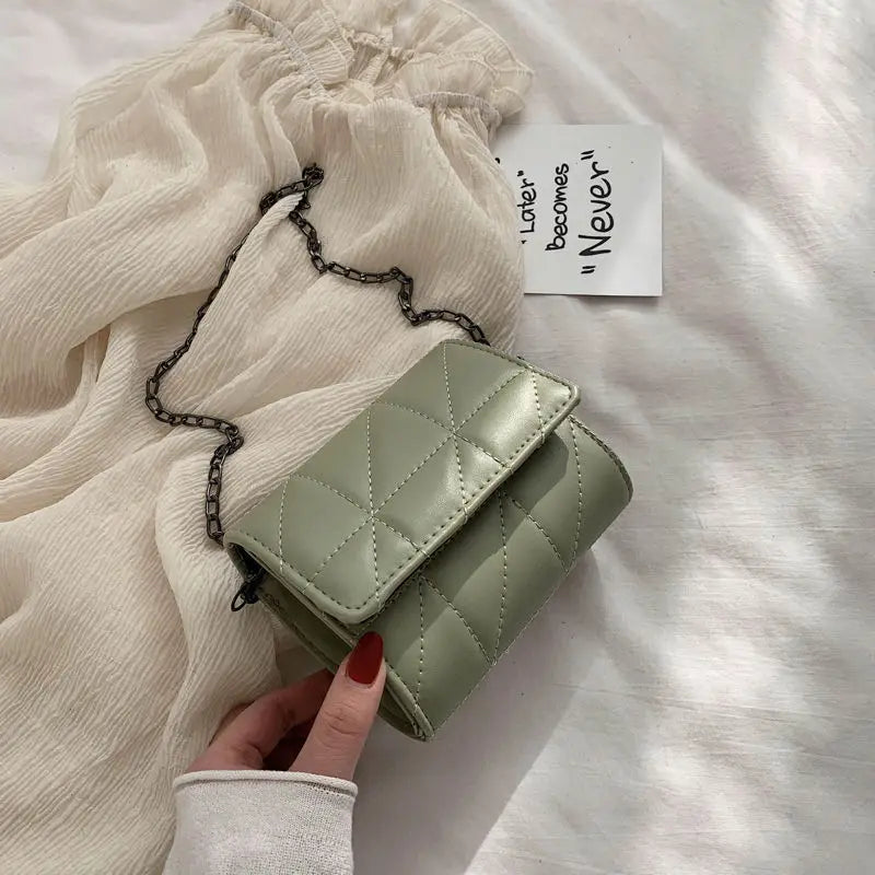 Women Chain Mini Flap Bag Crossbody Solid Brief Cover