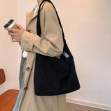 Corduroy Shoulder Bag Large Capacity Tote Harajuku College Bookbag