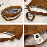 Corduroy Shoulder Bag Large Capacity Tote Harajuku College Bookbag
