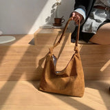 Corduroy Shoulder Bag Large Capacity Tote Harajuku College Bookbag
