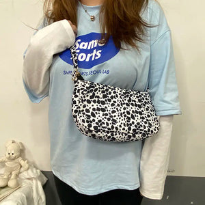 Shoulder Bags Women Cow Pattern Underarm Students All-match Style