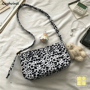 Shoulder Bags Women Cow Pattern Underarm Students All-match Style