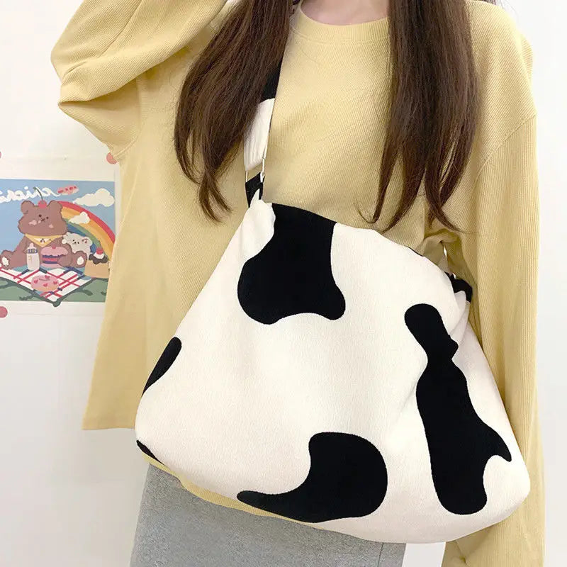 Women Cow Printed Shoulder Bag Large Capacity Crossbody Tote