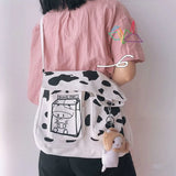 Cow-printing Shoulder Bag Women Canvas Tote Harajuku Cross-body Satchel