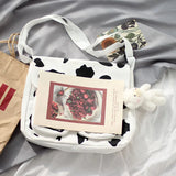 Cow-printing Shoulder Bag Women Canvas Tote Harajuku Cross-body Satchel