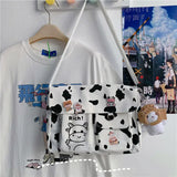 Cow-printing Shoulder Bag Women Canvas Tote Harajuku Cross-body Satchel