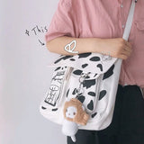 Cow-printing Shoulder Bag Women Canvas Tote Harajuku Cross-body Satchel