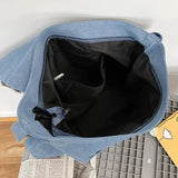 Women Denim Shoulder Bag with Leopard Print Design