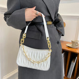 Women Chains Pleated Handbag High Street Zipper Underarm Bag Female Tote