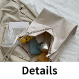 Women Chains Solid PU Leather Underarm Bag Large Capacity Handbag