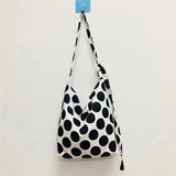 Women Dots Canvas Cross-body Tote Zipper Sweet All-match Large Capacity Bag