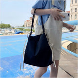 Shoulder Bags Women Patchwork Bow Sweet Large Capacity Shopping Canvas Bag