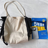 Shoulder Bags Women Patchwork Bow Sweet Large Capacity Shopping Canvas Bag