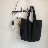 Shoulder Bags Women Ruched Canvas Handbags Retro Hong Kong Style Harajuku