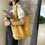 Shoulder Bags Women Ruched Canvas Handbags Retro Hong Kong Style Harajuku