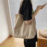Shoulder Bags Women Ruched Canvas Handbags Retro Hong Kong Style Harajuku