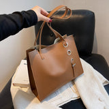 Shoulder Bags Women Large Capacity PU Leather Handbag Retro Portable Casual Tote
