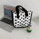 Shoulder Bags Women Dot Canvas Handle Ins Classic Vintage Student All-match