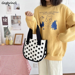 Shoulder Bags Women Dot Canvas Handle Ins Classic Vintage Student All-match
