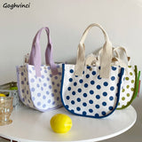 Shoulder Bags Women Dot Printed Large Capacity Canvas Sweet Handbags