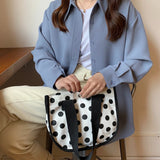 Shoulder Bags Women Dot Printed Large Capacity Canvas Sweet Handbags