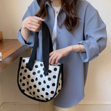 Shoulder Bags Women Dot Printed Large Capacity Canvas Sweet Handbags