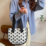 Shoulder Bags Women Dot Printed Large Capacity Canvas Sweet Handbags