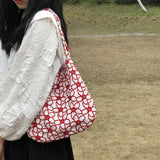 Shoulder Bags Women Embroidery Floral All-match Handbags Underarm Bag Ladies Lar