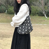 Shoulder Bags Women Embroidery Floral All-match Handbags Underarm Bag Ladies Lar