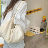 Canvas Shoulder Bag Women Casual Travel Solid Color Large Capacity