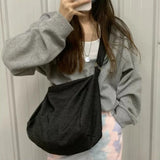 Canvas Shoulder Bag Women Casual Travel Solid Color Large Capacity
