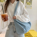 Canvas Shoulder Bag Women Casual Travel Solid Color Large Capacity