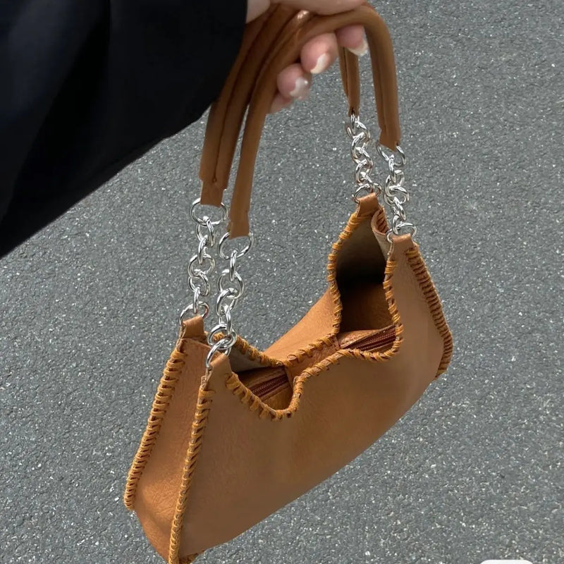 Women Underarm Chain Bag PU Leather Totes Large Capacity Handbags