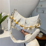 Shoulder Bags Women Floral Pattern Underarm Pleated Hasp Ladies